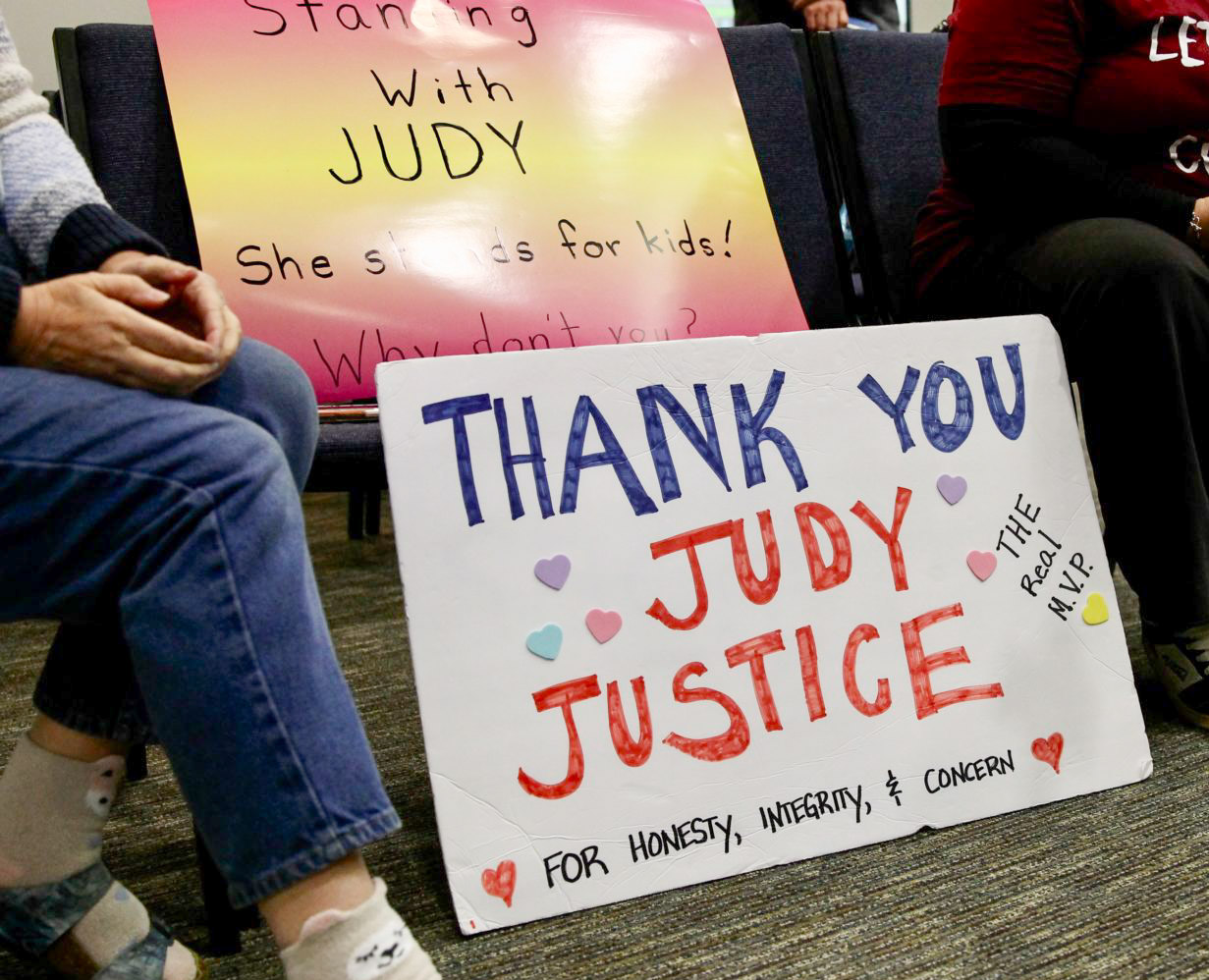 Campaign signs supporting Judy Justice